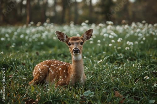 An adorable doe resting on ...