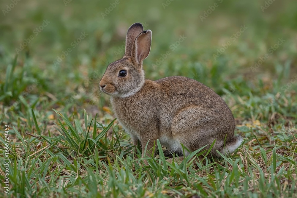 Fototapeta premium A picture I took of a typical Cottontail Rabbit at a lakeside park in a southern U.S. city.