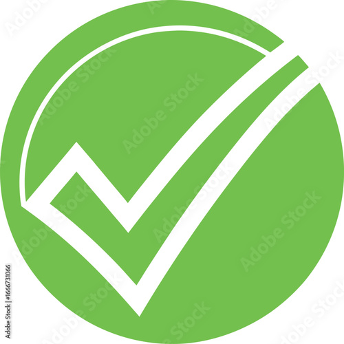 Green circle with a white check mark tick correct