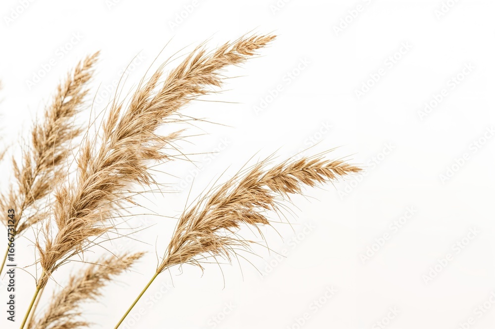 Fototapeta premium Detailed view of pampas grass on a plain white backdrop
