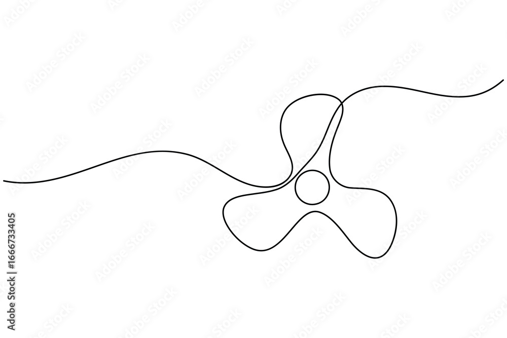 Obraz premium One line drawing of propeller fan with three blades simple minimalist continuous line art illustration