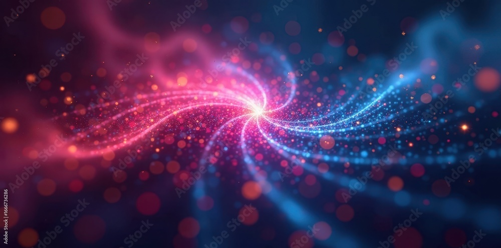 Fototapeta premium Spinning light, kaleidoscope effect, smoky backdrop, party, color, pattern