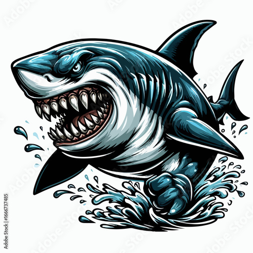 vector illustration of a ferocious shark