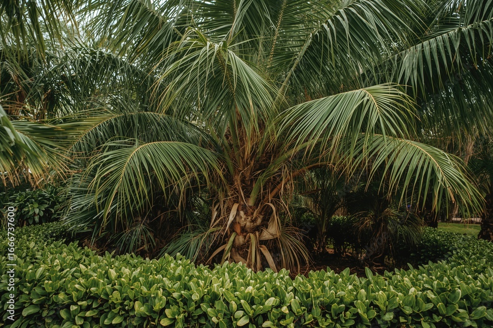 Obraz premium Tropical sprout backdrop for wallpapers, depicting lush greenery and vibrant summer vibes