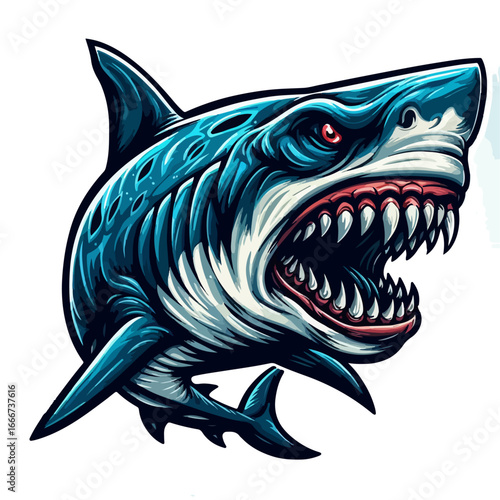 vector illustration of a ferocious shark