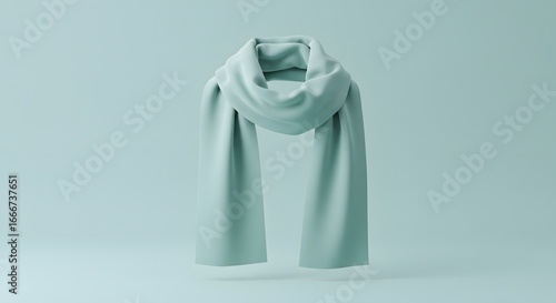 Elegant Light Blue Scarf Mockup on Minimal Background