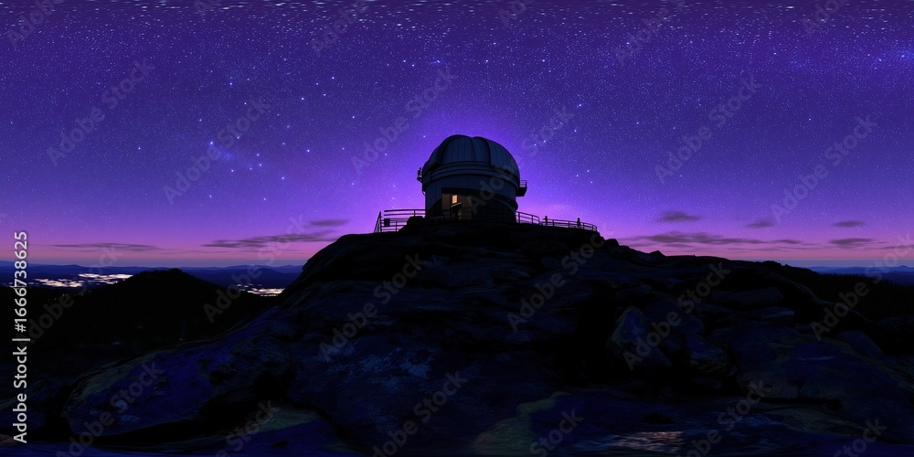 Obraz premium Stargazing at an observatory mountain peak nightscape scenic view