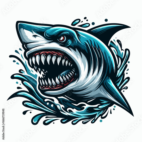 vector illustration of a ferocious shark