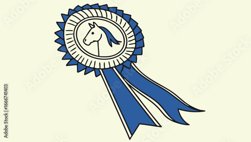 Blue Ribbon Award with Horse Silhouette vector illustration
