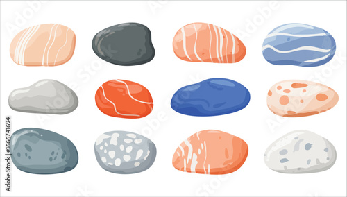 smooth river stones collection vector artwork