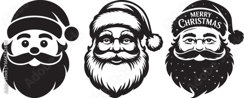 Classic merry christmas santa claus illustration with detailed beard and hat
