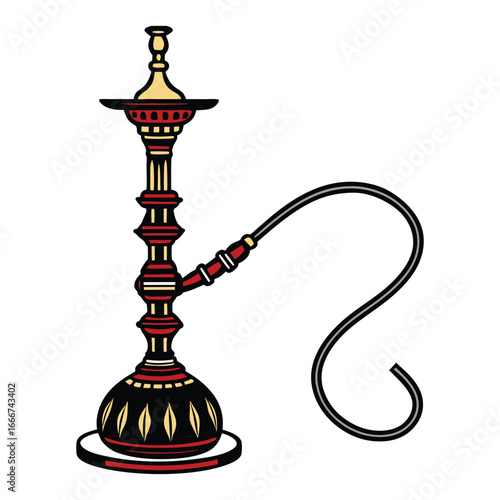 Print Ornate Traditional Hookah Shisha Pipe Vector Illustration
