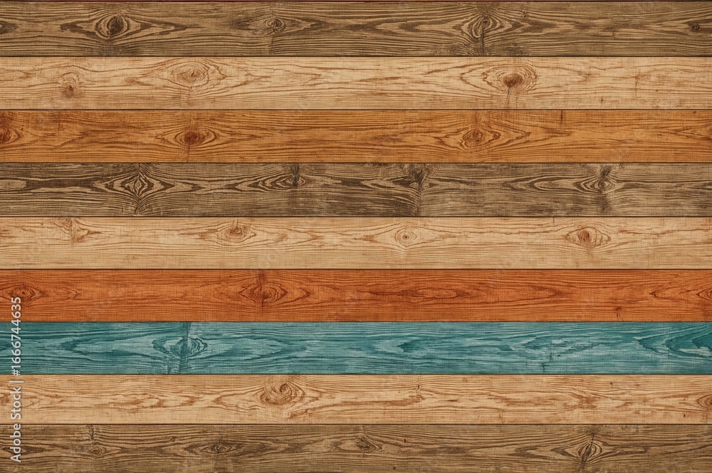 Naklejka premium Various hues of paneling on a wooden wall surface.