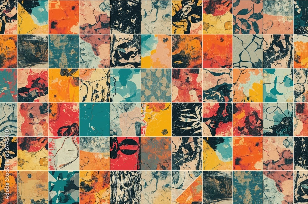 Naklejka premium Vibrant digital mosaic wall pattern for restroom