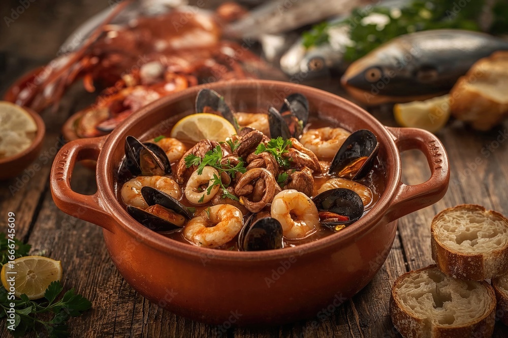 Fototapeta premium Tasty seafood stew from the Mediterranean region