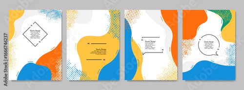 Vector illustration. Banner template. Hand drawn doodle shapes and lines. Design elements for cover, brochure, magazine, poster, flyer, notebook. Trendy abstract colorful background with halftone dots