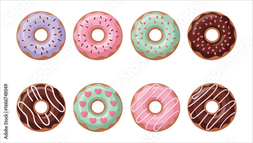 yummy sugar glazed donuts vector art