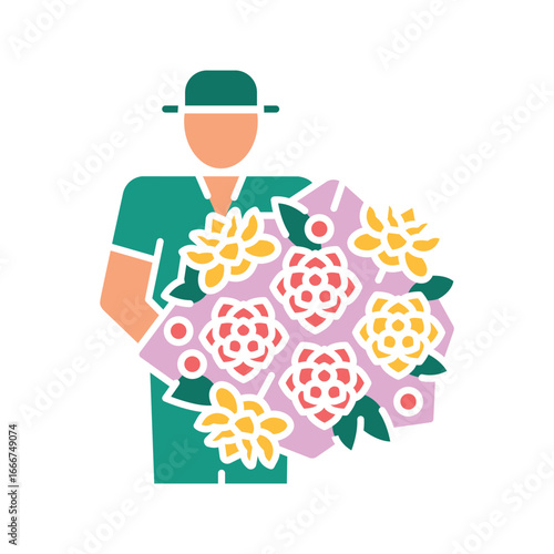 flower delivery black line icon.