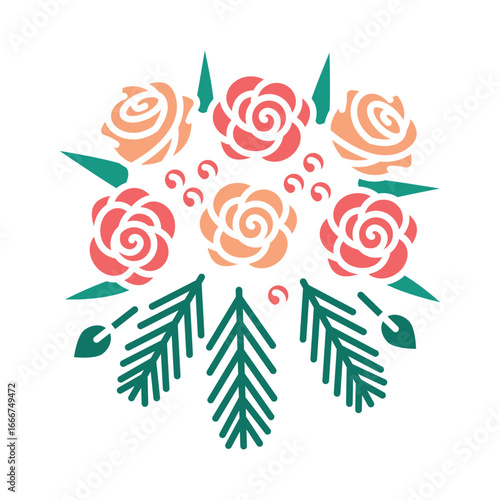 wedding flowers black line icon.