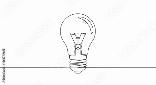 Illustration of a Light Bulb A Continuous Line Art Depicting Idea and Innovation
