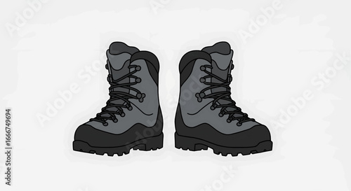 Hiking Boots Illustration of Mountain Footwear for Outdoor Adventures
