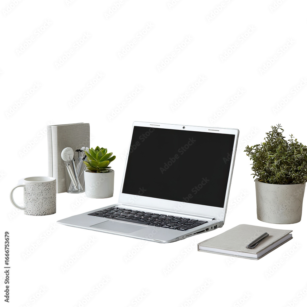 Fototapeta premium Workspace with laptop and stationery