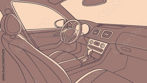 Interior View of a Modern Car Cabin automobile steering wheel
