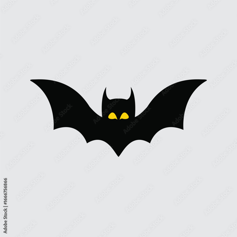 Fototapeta premium Nocturnal silhouette: A graphic depiction of a bat soaring with outspread wings, its presence exudes a sense of night, mystery, and darkness. 