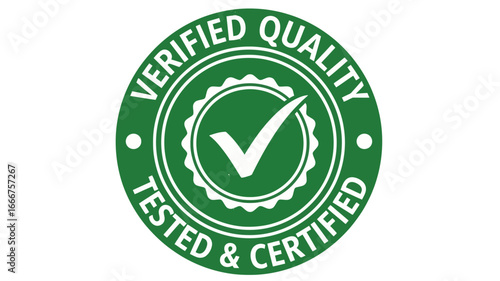 Green circular badge with a prominent white checkmark, symbolizing verified quality, tested reliability, and certified excellence for consumer goods and professional services