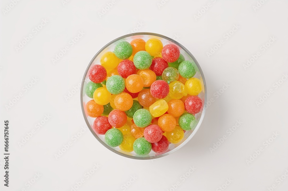 Obraz premium Vibrant round sweets in various colors including green, orange, red, and yellow