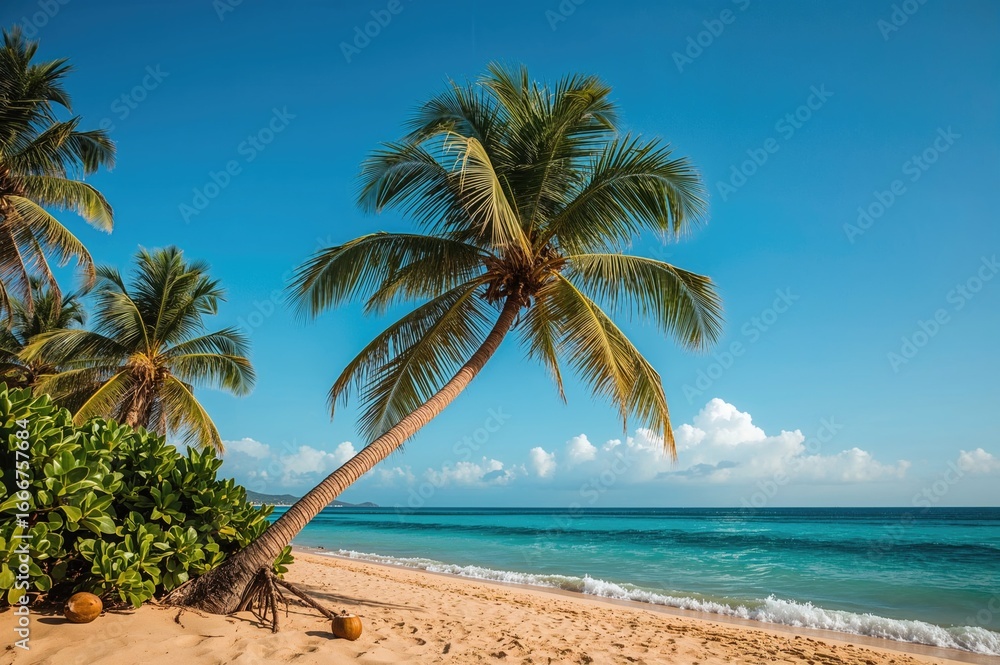 Fototapeta premium Palm tree silhouetted against the sky