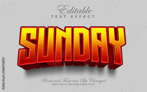 Sunday 3D editable text effect style