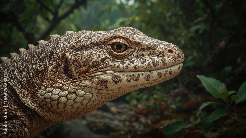 Obraz premium Close-up side profile of a crocodile skink's head