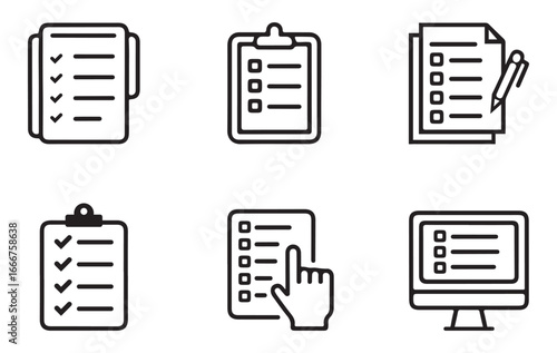 Checklist Icons Set | Task, To-Do, Survey, Form, Document, Clipboard Graphics
