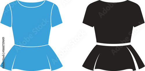 Shop stylish peplum tops in blue and black fashion clothing vector