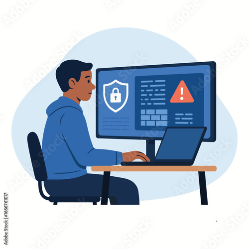 Cyber Security and Data Protection Flat Vector Illustration