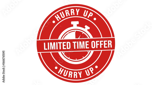 Vibrant red promotional badge signaling urgent sales and exclusive, short-term availability, perfect for marketing campaigns and special discounts
