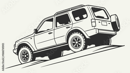 Off-road vehicle with spare tire on a light background