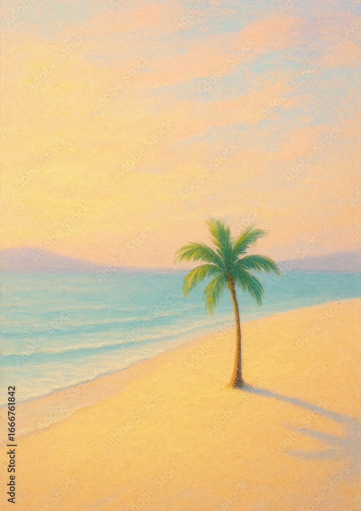 Obraz premium Serene tropical beach sunset.