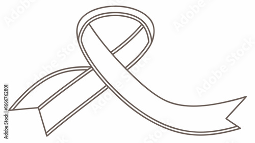 Outline of a grey awareness ribbon on white background