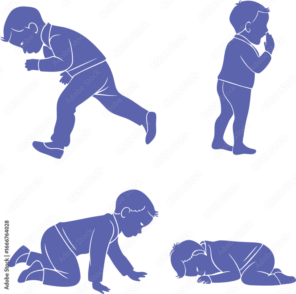 Fototapeta premium Four stages of baby development and movement