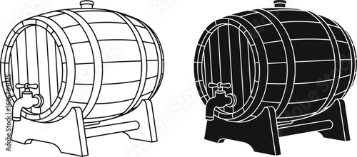 Wooden barrel vector illustration wine barrel drawing oak barrel art
