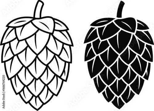 Hop cone vector illustration for beer brewing and design elements