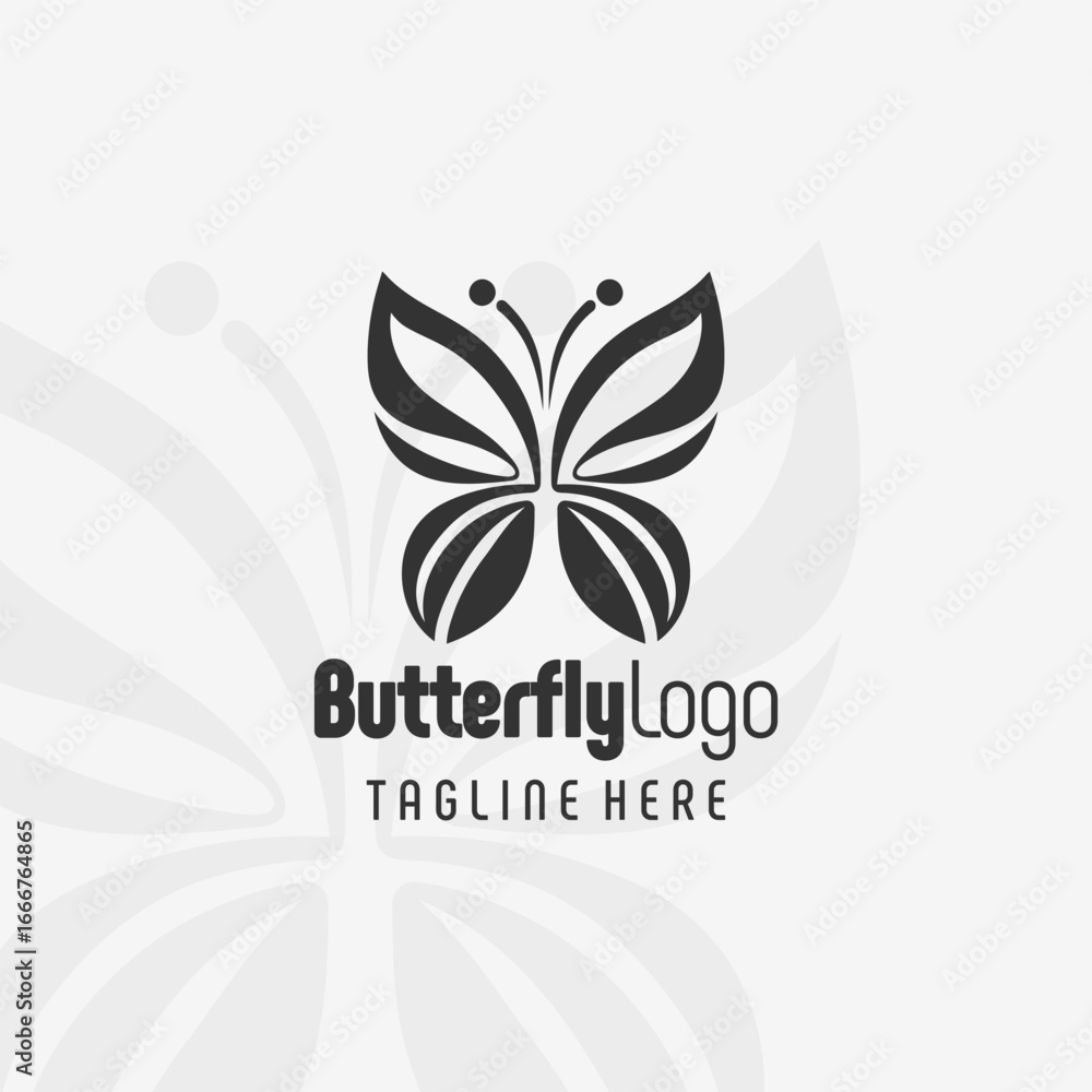 Fototapeta premium Classic Butterfly Drawing Logo Design