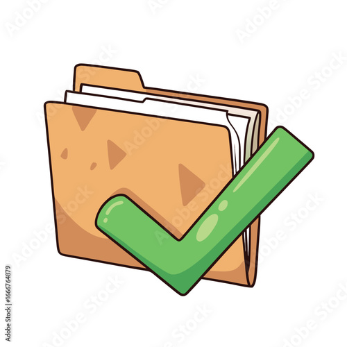 Folder with documents and green check mark papers