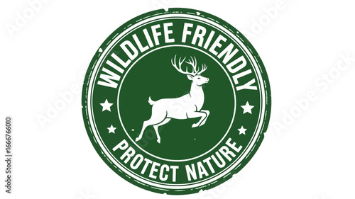 Eco-friendly emblem promoting wildlife protection and nature conservation, featuring a majestic deer to symbolize harmony and environmental responsibility for green initiatives