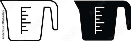 Simple graphic icons of measuring cups with volume markings