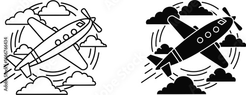 Airplane flight illustration travel design vector graphic template