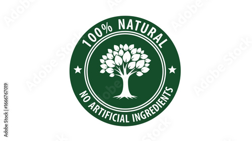 An elegantly designed circular badge symbolizing pure, wholesome goodness and a commitment to natural ingredients, ideal for eco-friendly product branding and health-conscious marketing