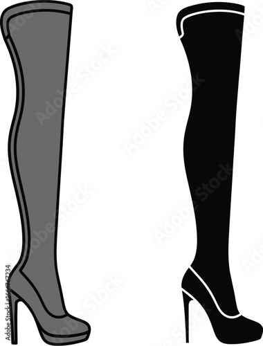 Shop stylish thigh high boots vector illustration fashion design